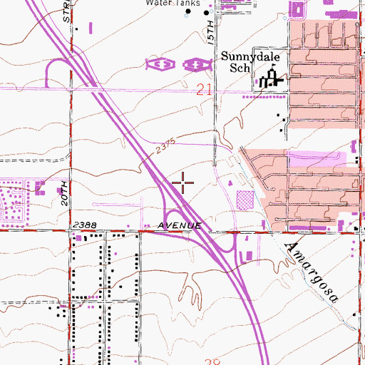 Topographic Map of Antelope Valley Center Shopping Center, CA