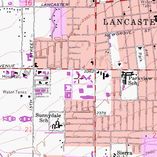 Topographic Map of Antelope Valley County Administration Center, CA