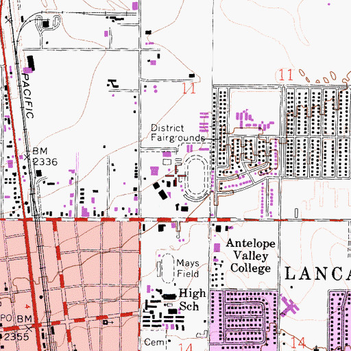 Topographic Map of Antelope Valley Fairgrounds, CA