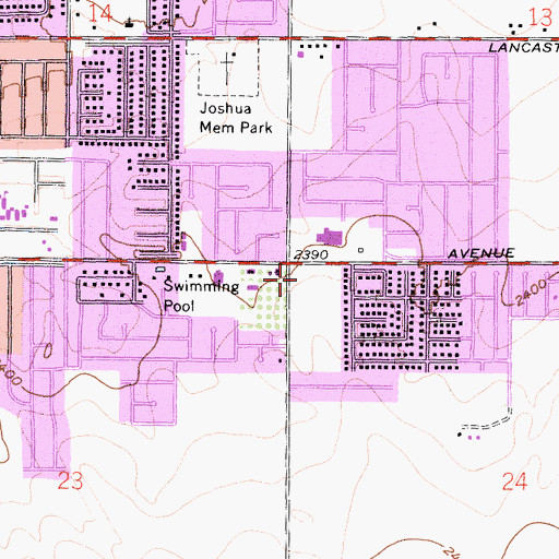 Topographic Map of East Lancaster Plaza Shopping Center, CA
