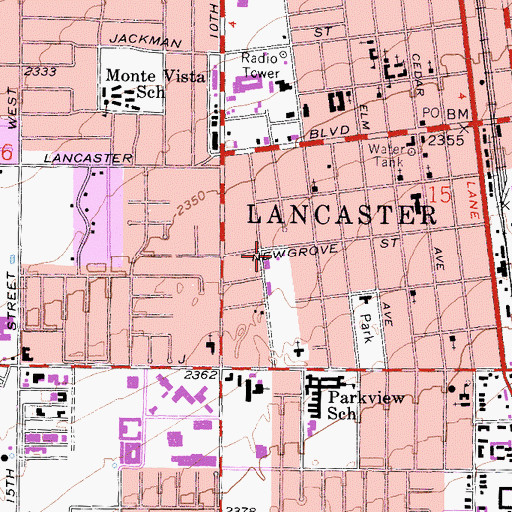 Topographic Map of Grace Lutheran School, CA