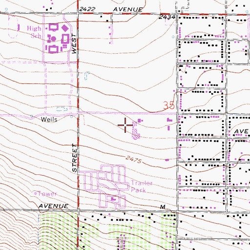 Topographic Map of Joe Walker Middle School, CA