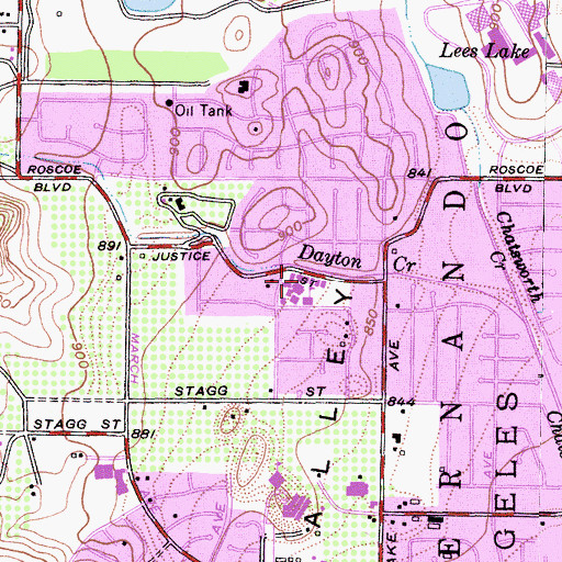 Topographic Map of Justice Elementary School, CA