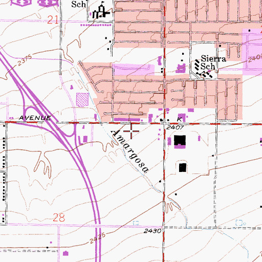 Topographic Map of Lancaster Commerce Center Shopping Center, CA