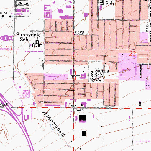 Topographic Map of Lancaster Community Hospital, CA