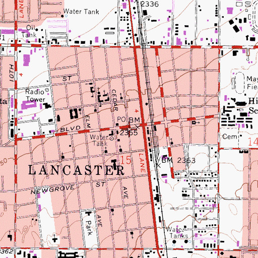 Topographic Map of Lancaster Museum, CA