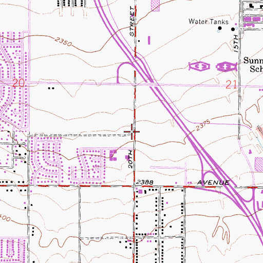Topographic Map of Lancaster Post Office, CA