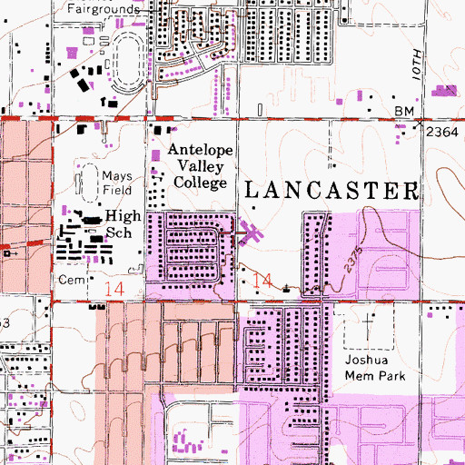 Topographic Map of Linda Verde Elementary School, CA