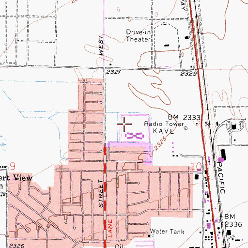 Topographic Map of Mariposa Park, CA