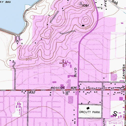 Topographic Map of Nevada Avenue Elementary School, CA