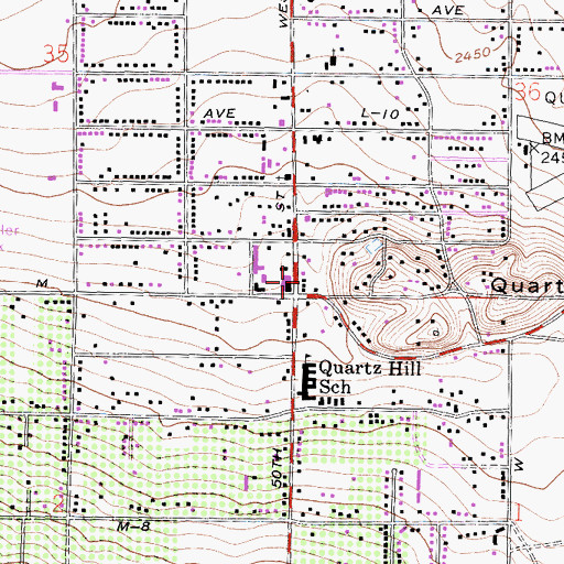 Topographic Map of Quartz Hill Branch County of Los Angeles Public Library, CA