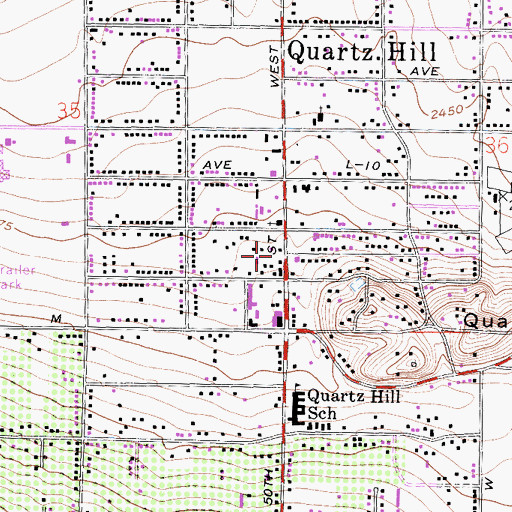 Topographic Map of Quartz Hill Post Office, CA