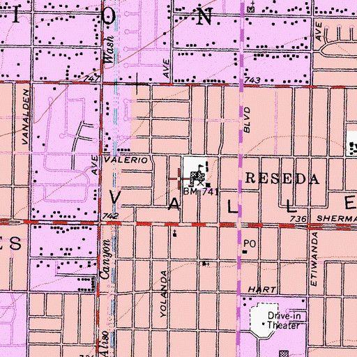Topographic Map of Reseda Elementary School, CA