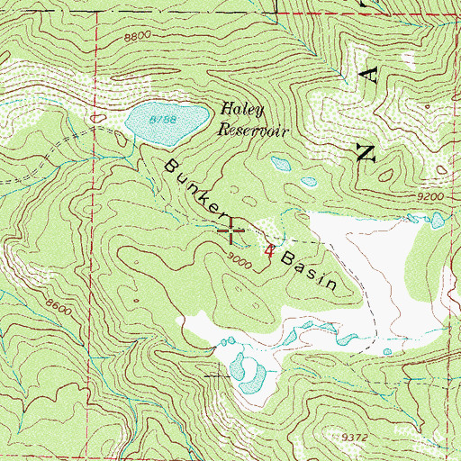 Topographic Map of Bunker Basin, CO