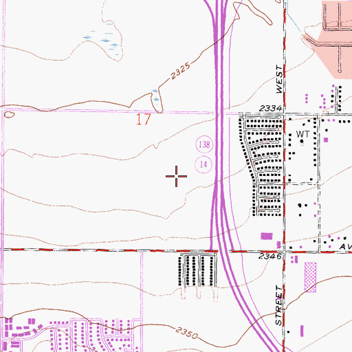 Topographic Map of Valley Central Shopping Center, CA