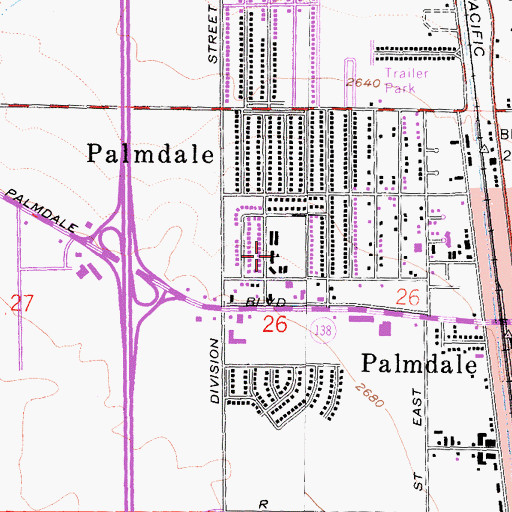 Topographic Map of Yucca Elementary School, CA