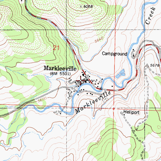 Topographic Map of Alpine County Free Library, CA
