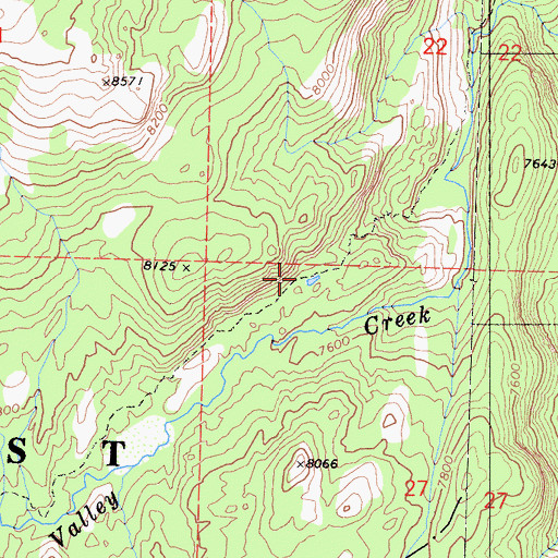 Topographic Map of Charity Valley Trail, CA