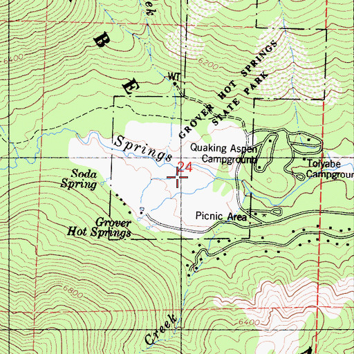 Topographic Map of Hot Springs Trail, CA