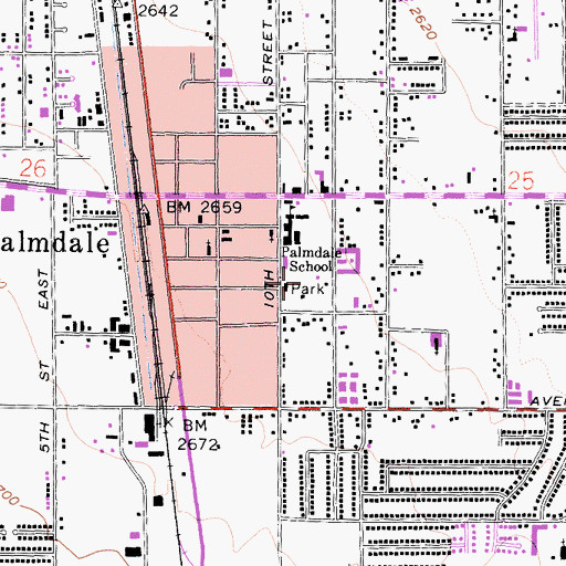 Topographic Map of Courson Park, CA