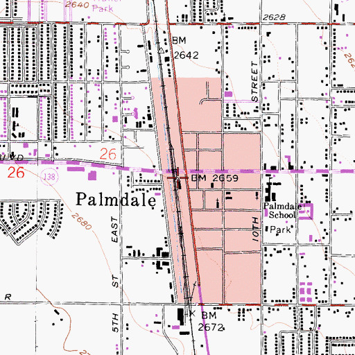 Topographic Map of Palmdale City Library, CA