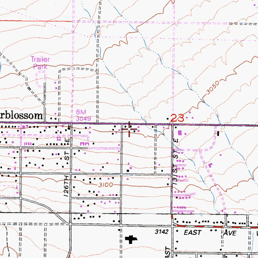 Topographic Map of Pearblossom Arts Center, CA