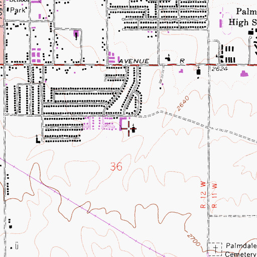 Topographic Map of Saint Mary's Catholic School, CA