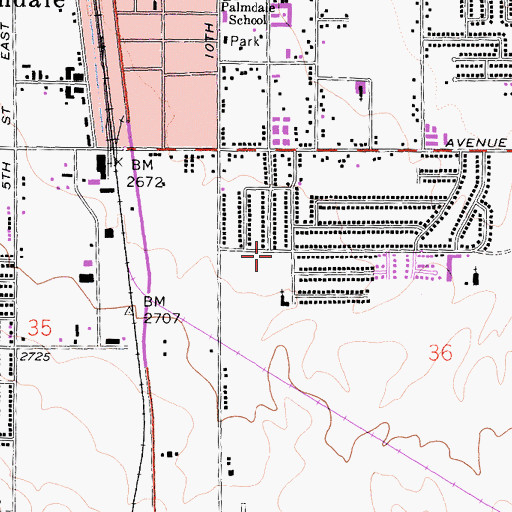 Topographic Map of Tumbleweed Elementary School, CA