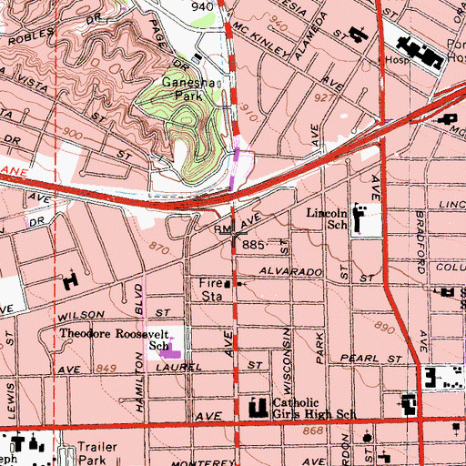 Topographic Map of Beth Israel Community Center, CA