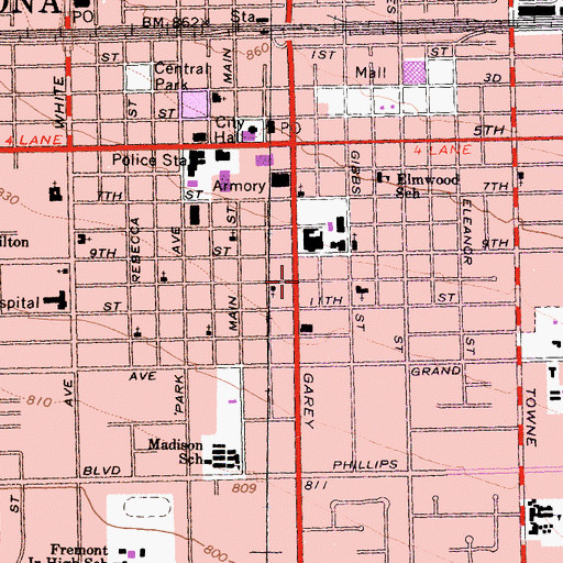 Topographic Map of Church of Christ, CA
