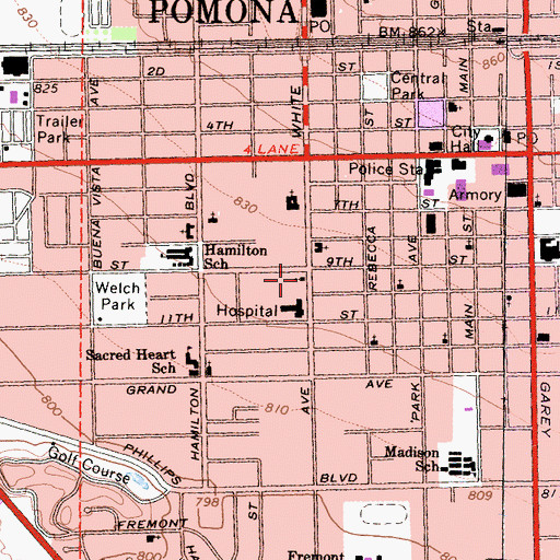 Topographic Map of Church of God, CA