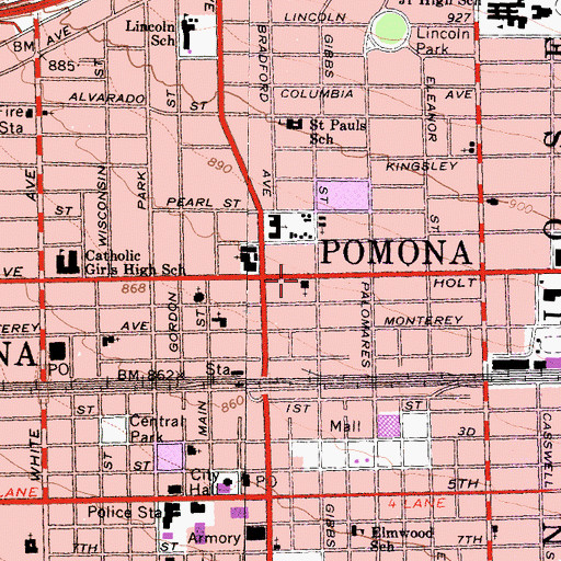 Topographic Map of First Presbyterian Church, CA