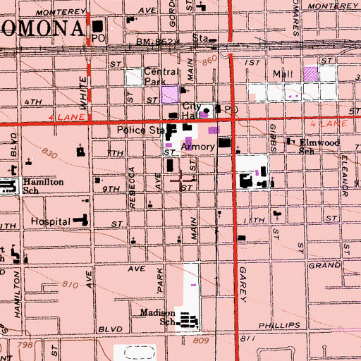 Topographic Map of Mount Zion Baptist Church, CA
