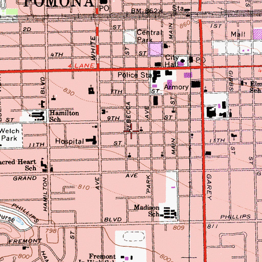 Topographic Map of Pentecostal Church of God, CA
