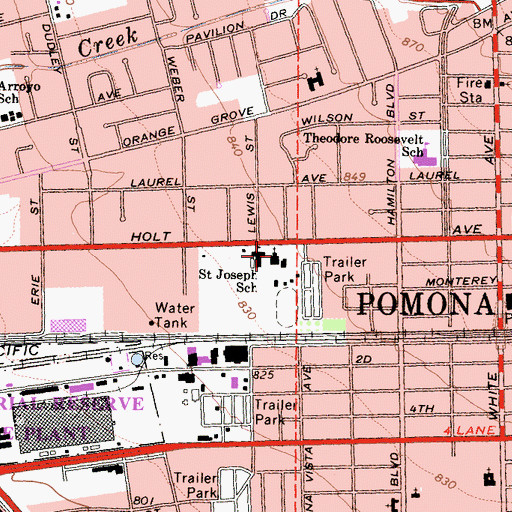 Topographic Map of Saint Joseph Roman Catholic Church, CA