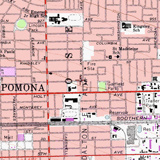 Topographic Map of Saint Pauls Lutheran Church, CA