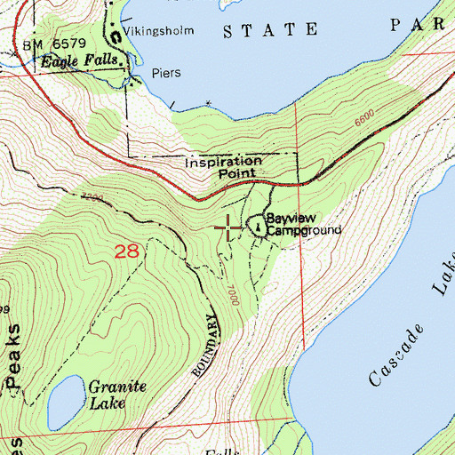 Topographic Map of Bayview Campground, CA