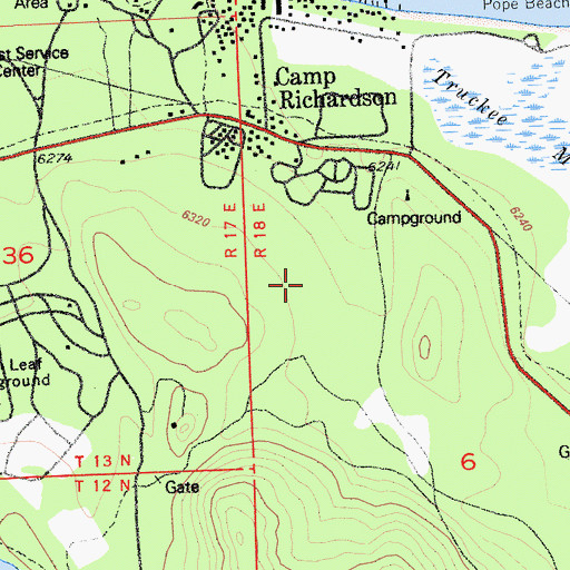 Topographic Map of Camp Richardson Cross Country Ski Area, CA