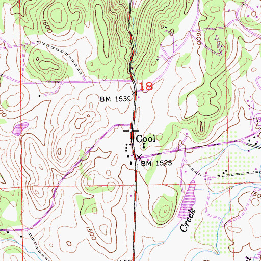 Topographic Map of Cool Post Office, CA