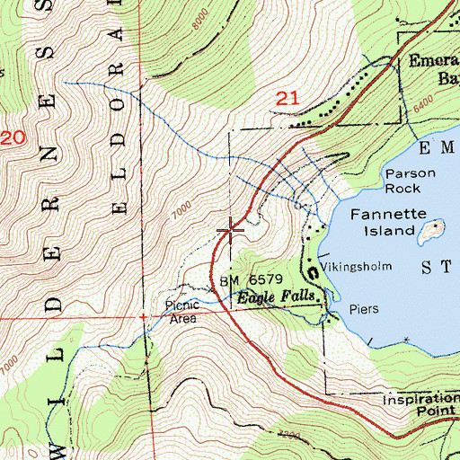 Topographic Map of Emerald Bay Overlook, CA