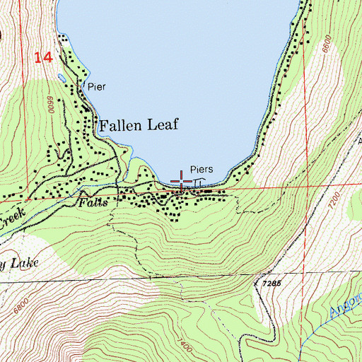 Topographic Map of Fallen Leaf Marina, CA