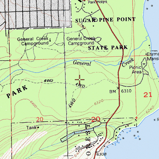 Topographic Map of General Creek Campground, CA