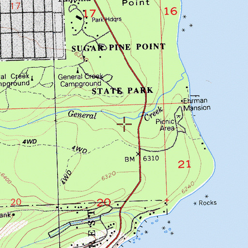 Topographic Map of General Creek Ranger Station, CA