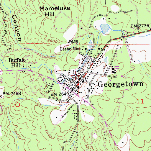 Topographic Map of Georgetown Branch El Dorado County Library, CA