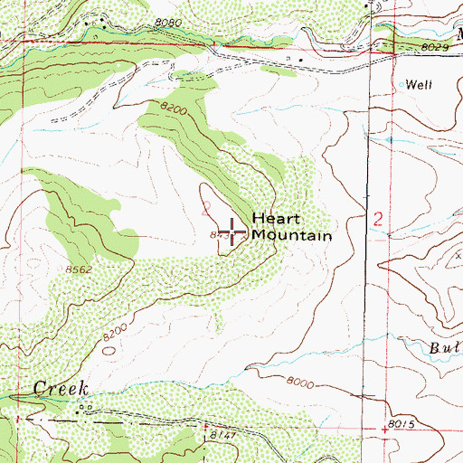 Topographic Map of Heart Mountain, CO