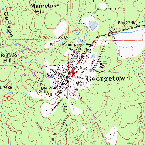 Topographic Map of Georgetown Post Office, CA