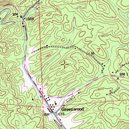 Topographic Map of Greenwood Civilian Conservation Corps Camp, CA