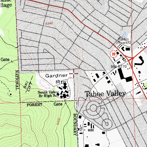 Topographic Map of Hope Lutheran Church of the Sierras, CA