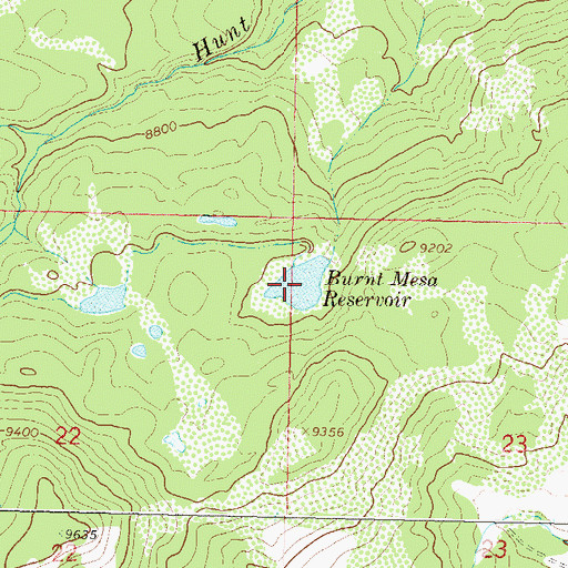 Topographic Map of Burnt Mesa Reservoir, CO