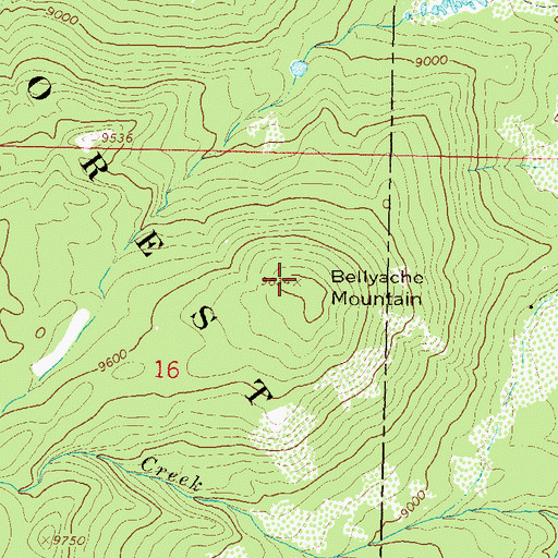Topographic Map of Bellyache Mountain, CO
